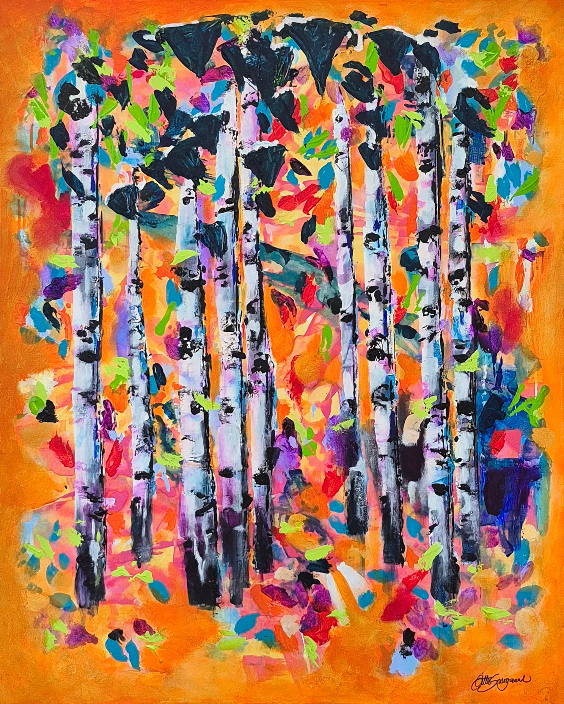 Gitte Snorgaard
Jeg har malet siden 2000, før da især blyantstegninger. Arbejder i akryl og olie, oftest abstrakt.
Jeg er medlem af Aktiv Kunst i Hørsholm siden 2000. Jeg udstiller ca. 5 gange om året sammen med kunstforeningen eller privat, har desuden en permanent udstilling i et boligforenings fælleshus i Helsingør.
Jeg maler af lyst, inspireret af både hverdagen, rejser og store oplevelser - ikke to dage er ens, det er billederne heller ikke.
Farver er mit mantra, jeg bliver glad og motiveret af at betragte og bruge livlige farver, gerne fra naturen og helst hele regnbuens palet. Deltager jævnligt i kurser, senest om hav maleri.
Desuden laver jeg hjemmesider, typisk for mindre enkeltmandsvirksomheder, fx forfattere, behandlere, kunstnere, håndværkere.
Lejlighedsvis laver jeg også keramik for at blive klogere på 3. dimension, men har mest fokus på malerierne.